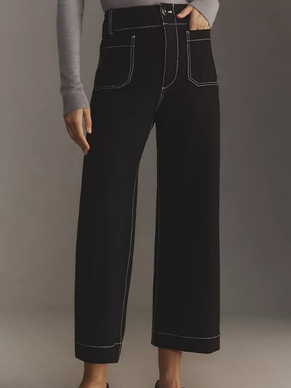 Maeve Colette Ponte Contrast Stitch Wide Leg Pant Ankle Length Tall 27.5" Inseam